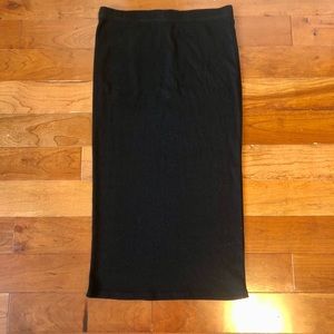 Aqua Black Ribbed Knit MIDI Pencil Skirt